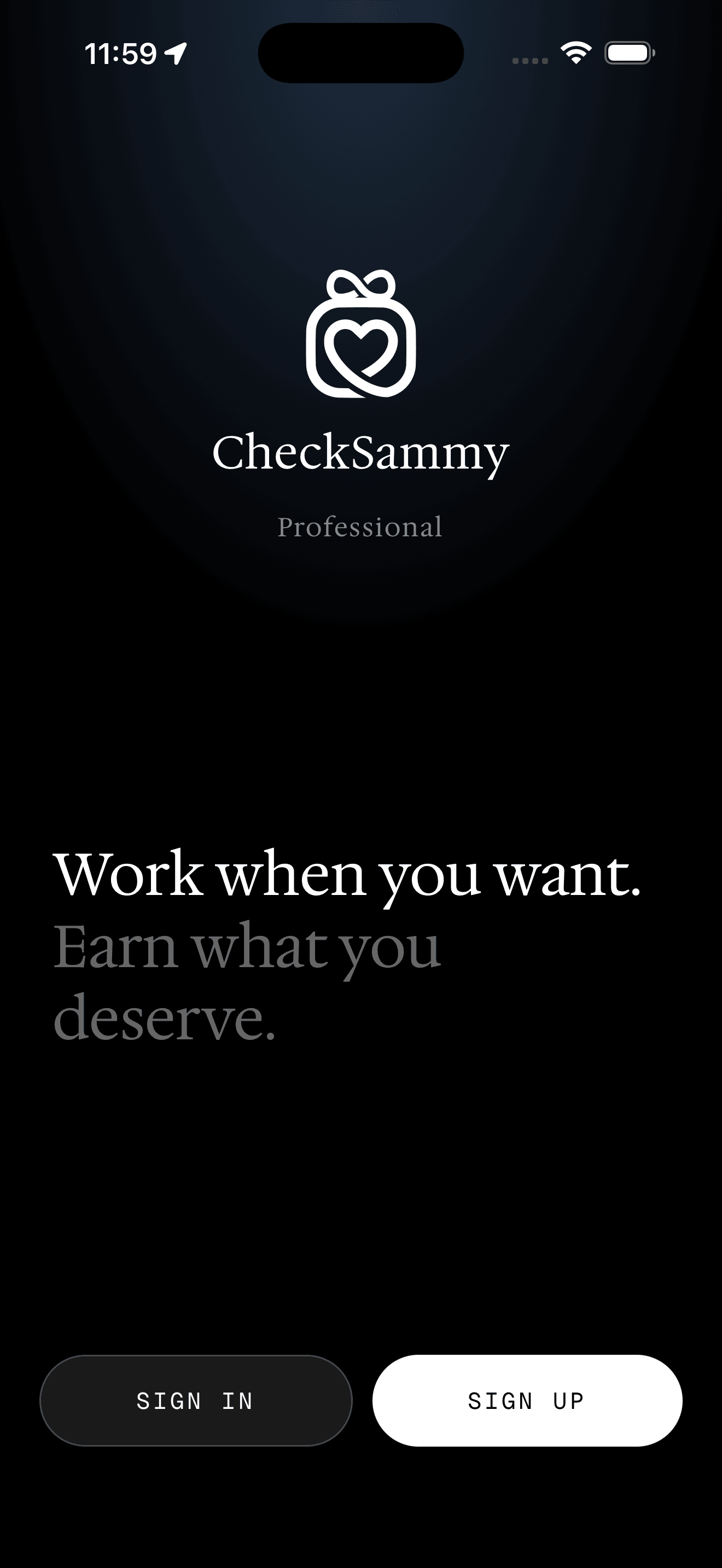 CheckSammy sign in screen