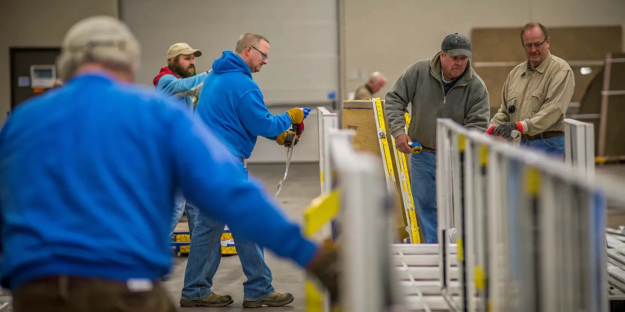 Nationwide retail closure logistics team staging fixtures for collection