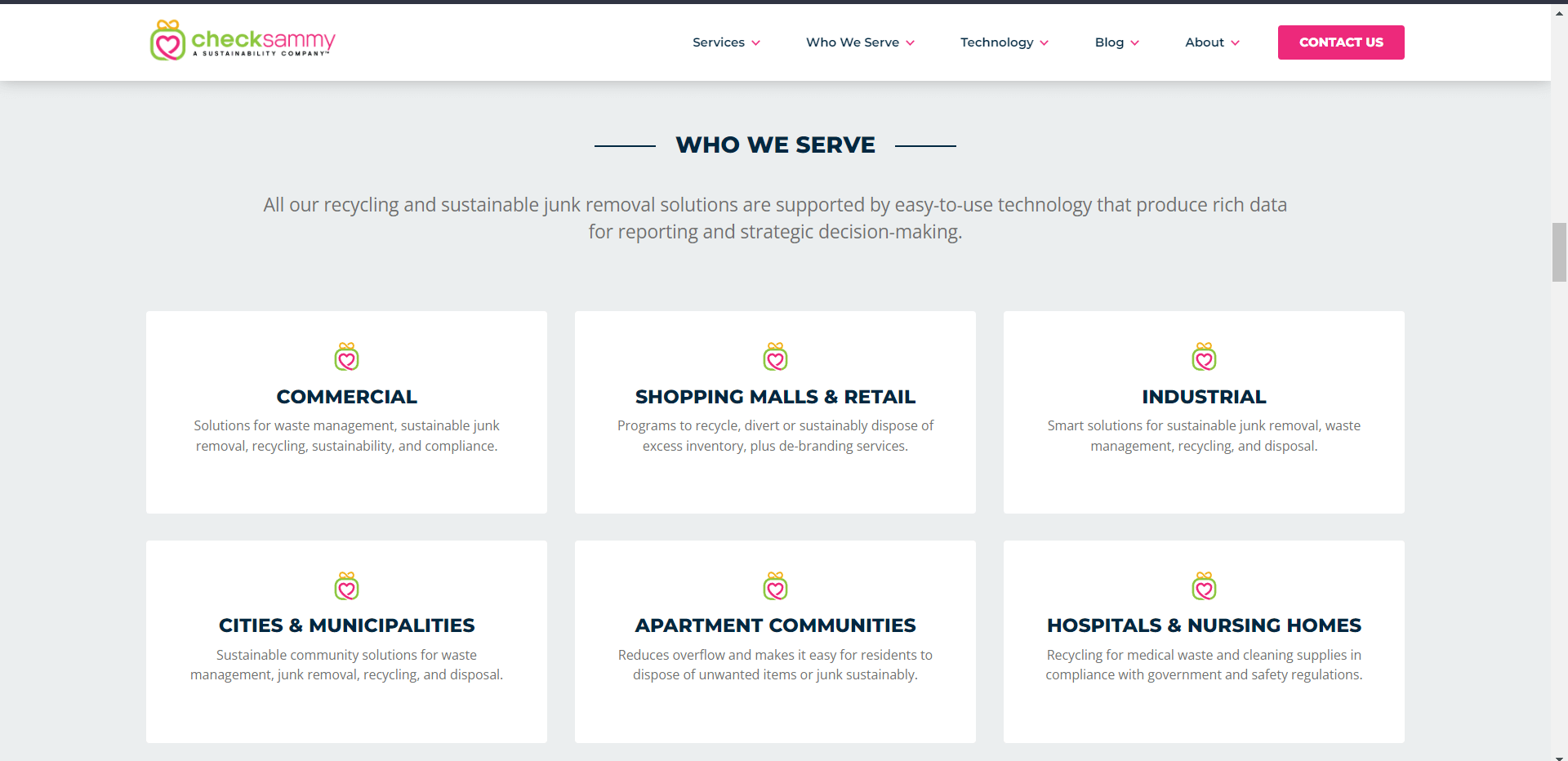 CheckSammy provides junk removal and disposal services tailored specifically towards residential areas like cities / townships or apartment complexes
